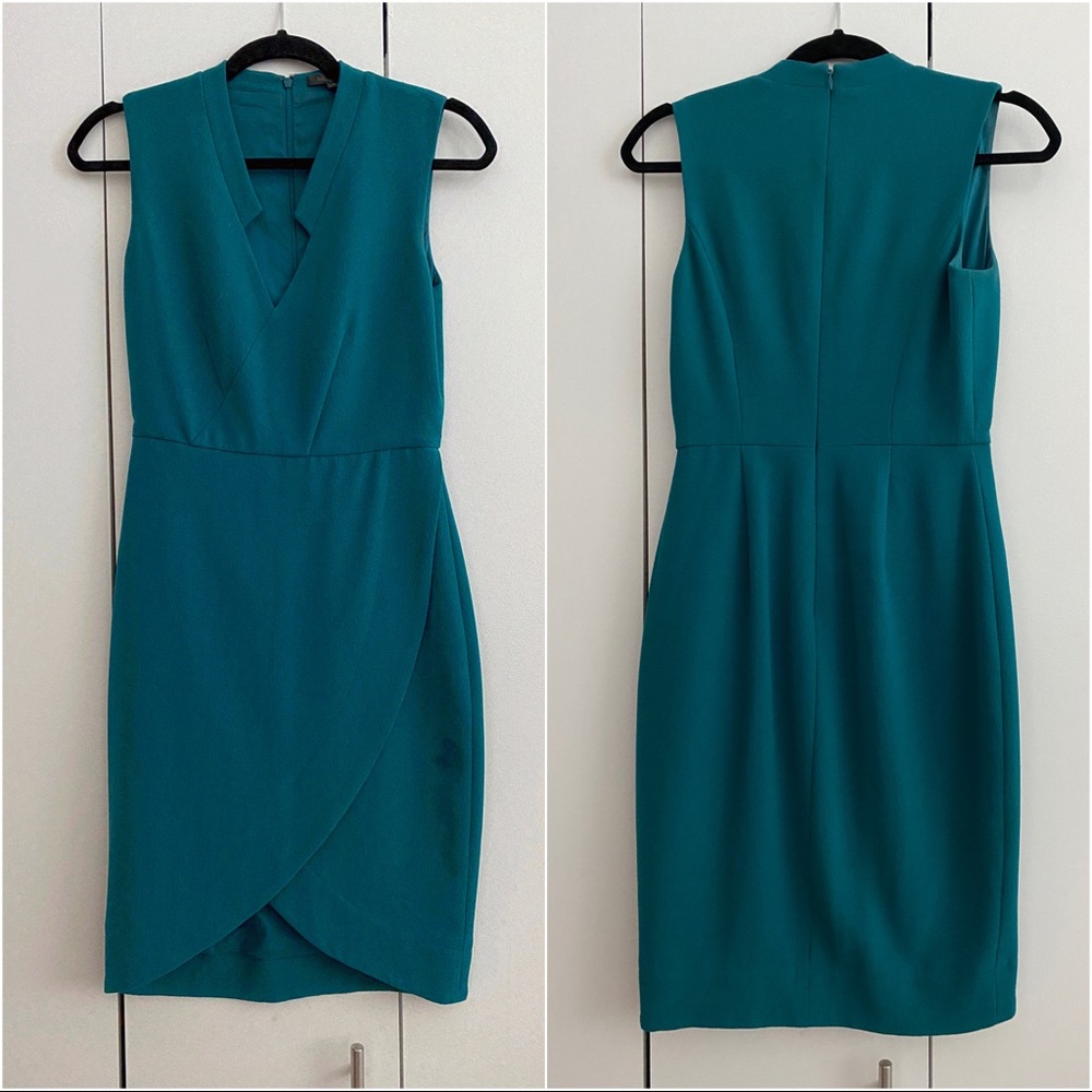 Rachel Zoe Teal Sheath Dress w/ Tulip Skirt